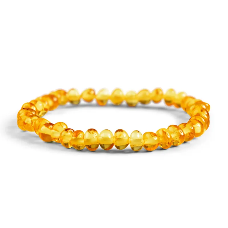 Stretch Bead Bracelet in Yellow Amber sold by Henryka