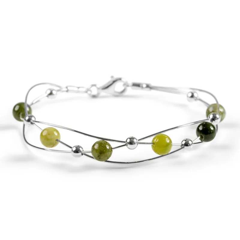 Weaved Bangle in Silver and Canadian Jade sold by Henryka