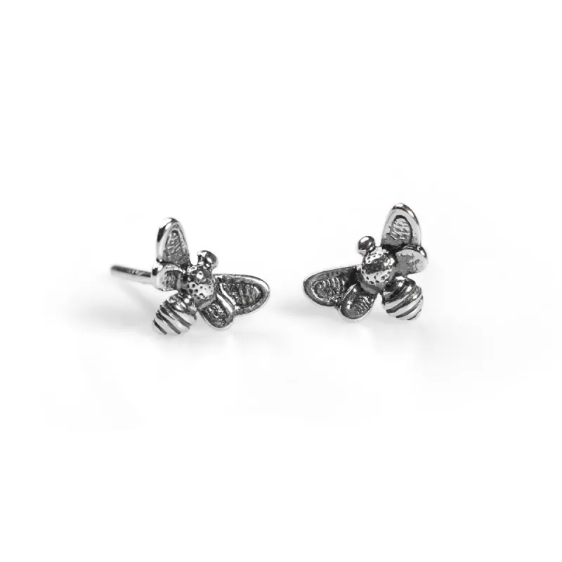 Miniature Bee Stud Earrings in Silver sold by Henryka