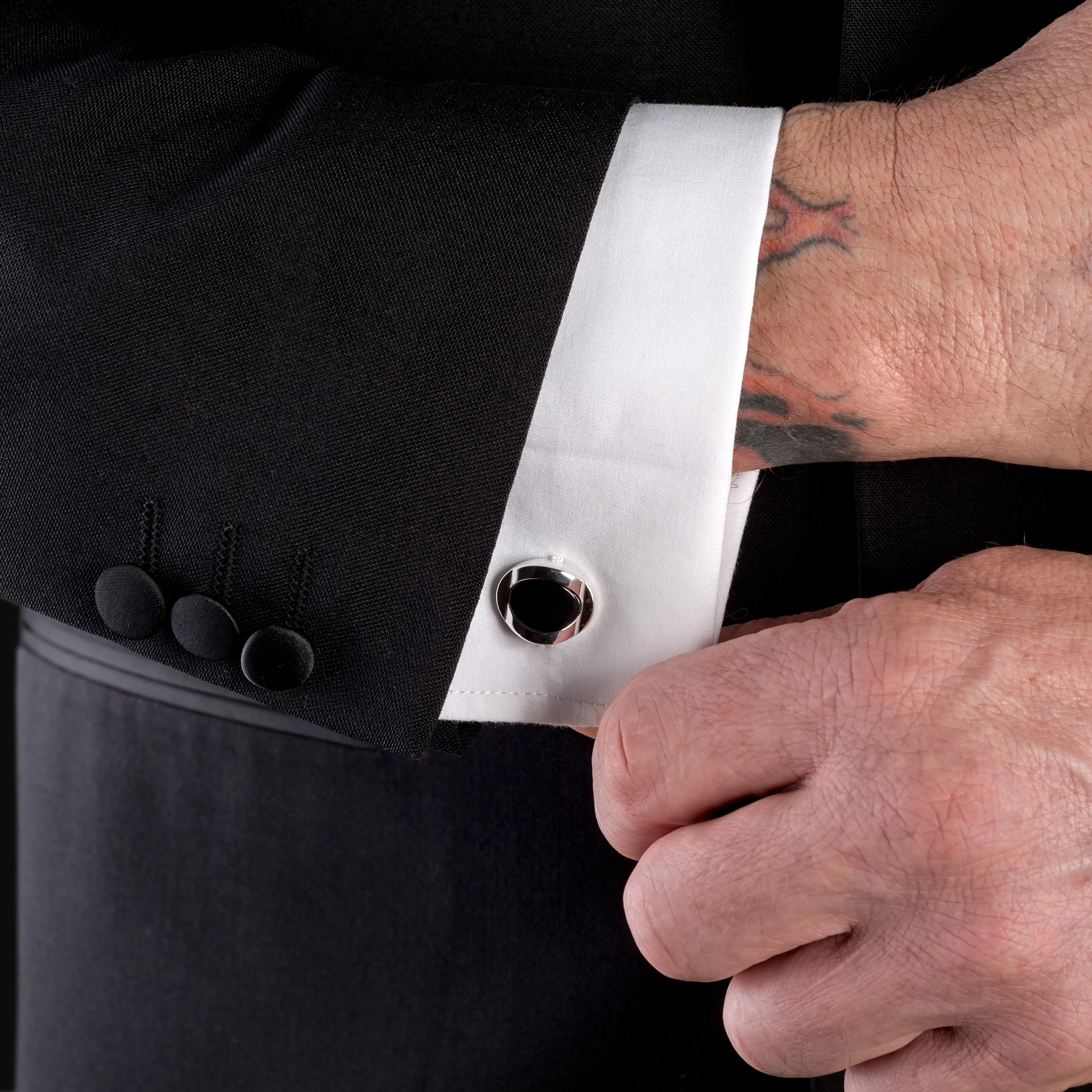 Chunky Oval Centre Cufflinks in Silver and Cherry Amber sold by Henryka product image thumbnail 2