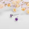 Minimalist Circle Stud Earrings in Silver and Amethyst sold by Henryka