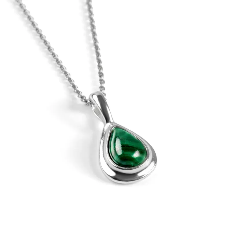 Classic Teardrop Necklace in Silver and Malachite sold by Henryka