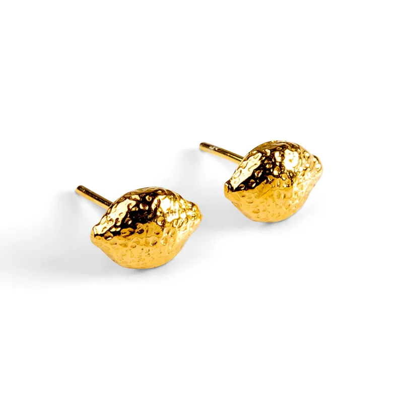 Lemon Stud Earrings in Silver with 24ct Gold sold by Henryka
