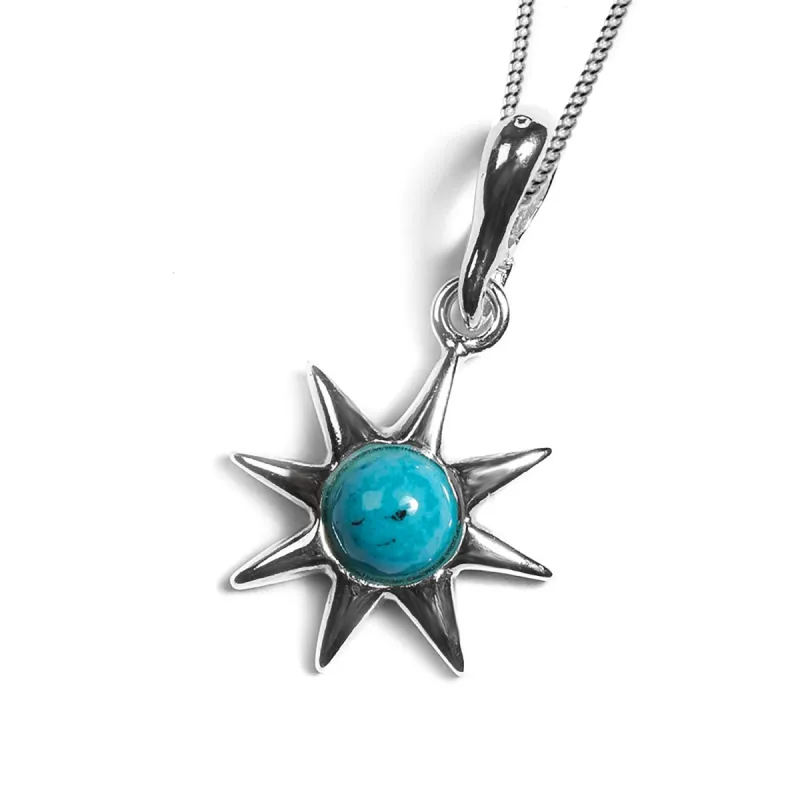 Sun Necklace in Silver and Turquoise sold by Henryka