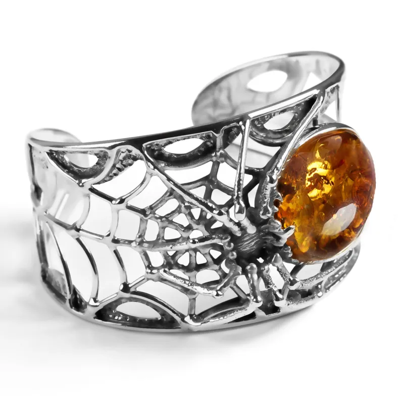 Captivating Spider Bangle in Silver and Amber sold by Henryka