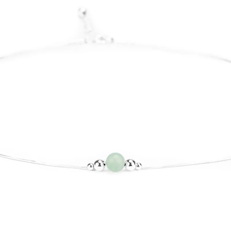 Delicate Single Stone Necklace in Silver and Aventurine sold by Henryka