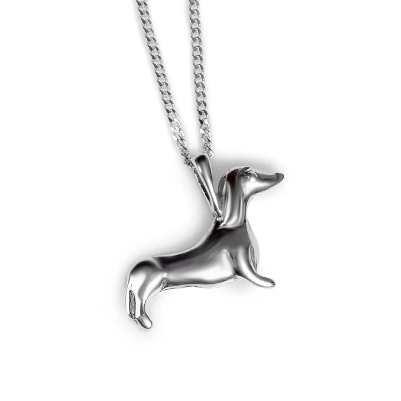 Miniature Dachshund/Sausage Dog Necklace in Silver sold by Henryka