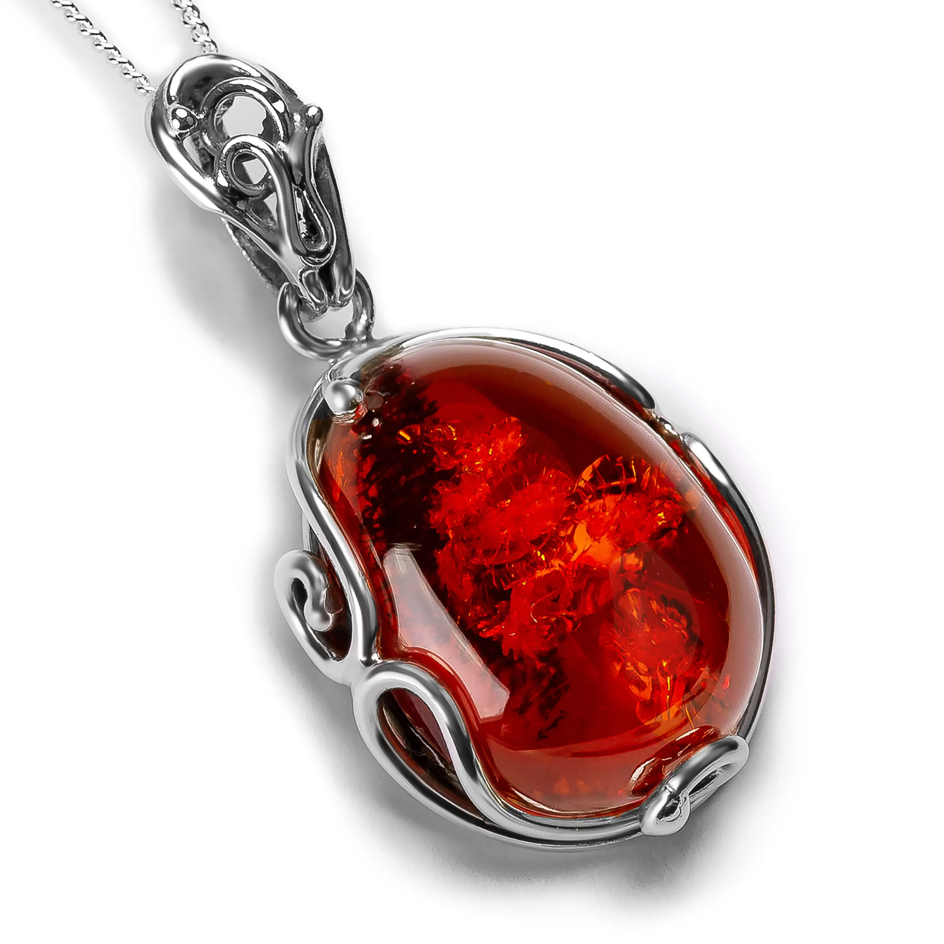 Timeless Amber and Silver Necklace - Natural Designer Gemstone sold by Henryka