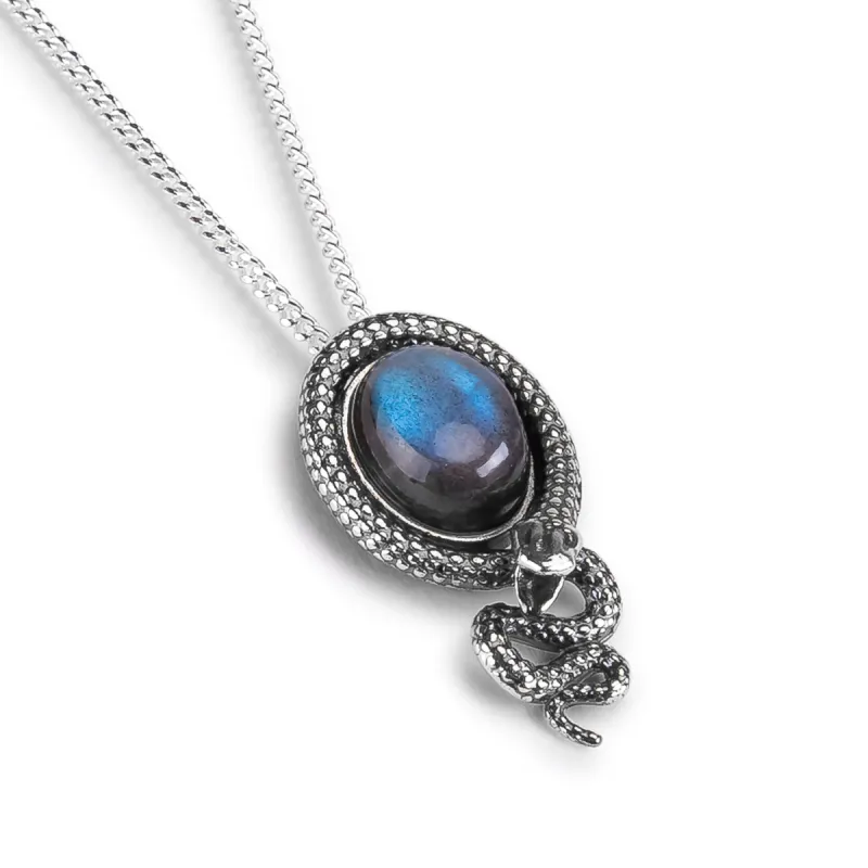 Vintage Inspired Snake Necklace in Silver & Labradorite sold by Henryka