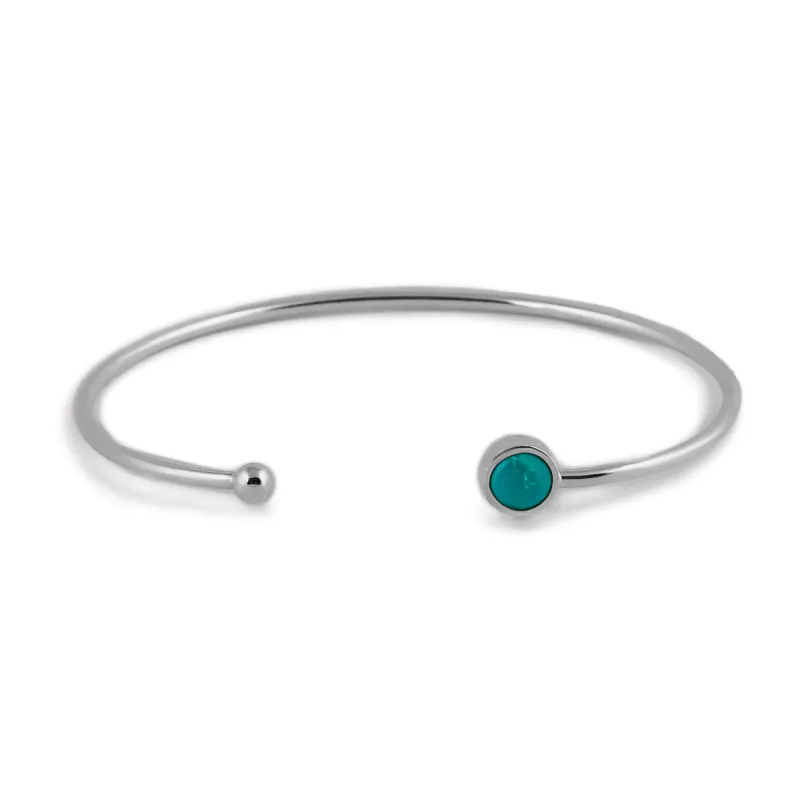 Simple Solo Cuff Bangle in Silver and Natural Turquoise sold by Henryka