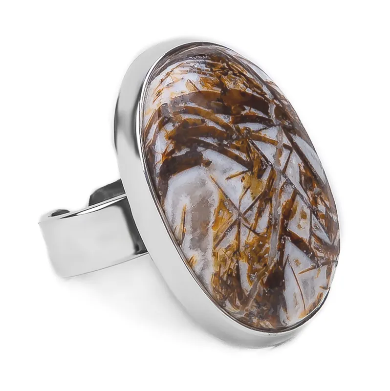 Golden Seraphinite Statement Ring - Natural Designer Gemstone sold by Henryka