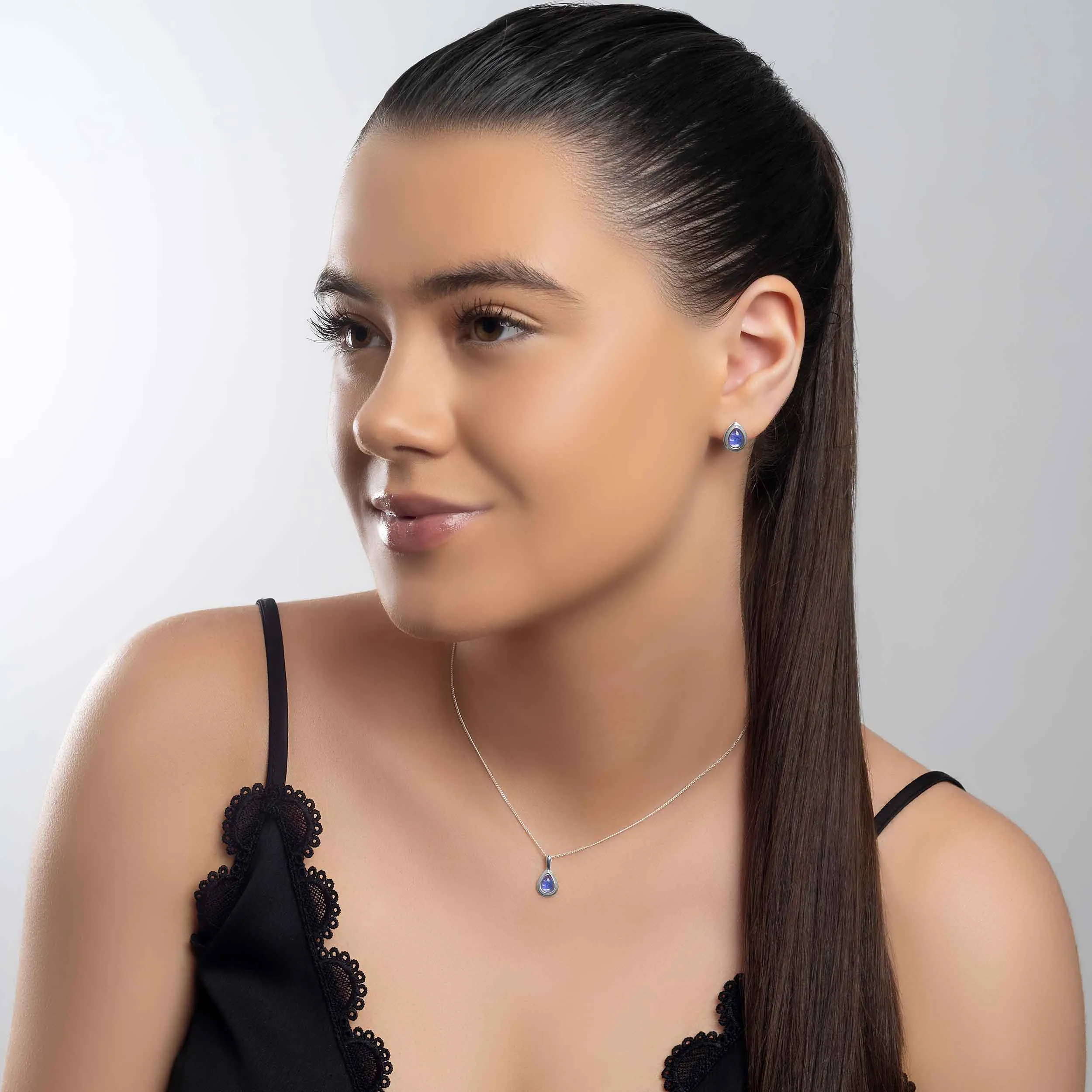 Classic Teardrop Necklace in Silver and Tanzanite sold by Henryka product image thumbnail 3