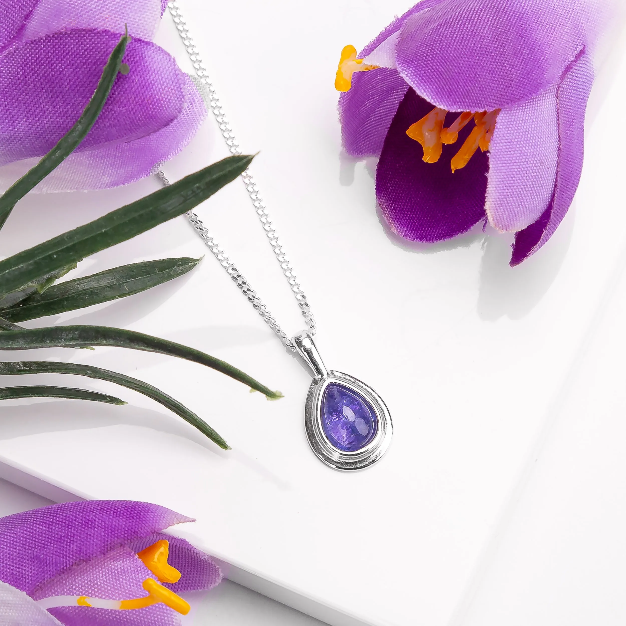 Classic Teardrop Necklace in Silver and Tanzanite sold by Henryka product image thumbnail 4