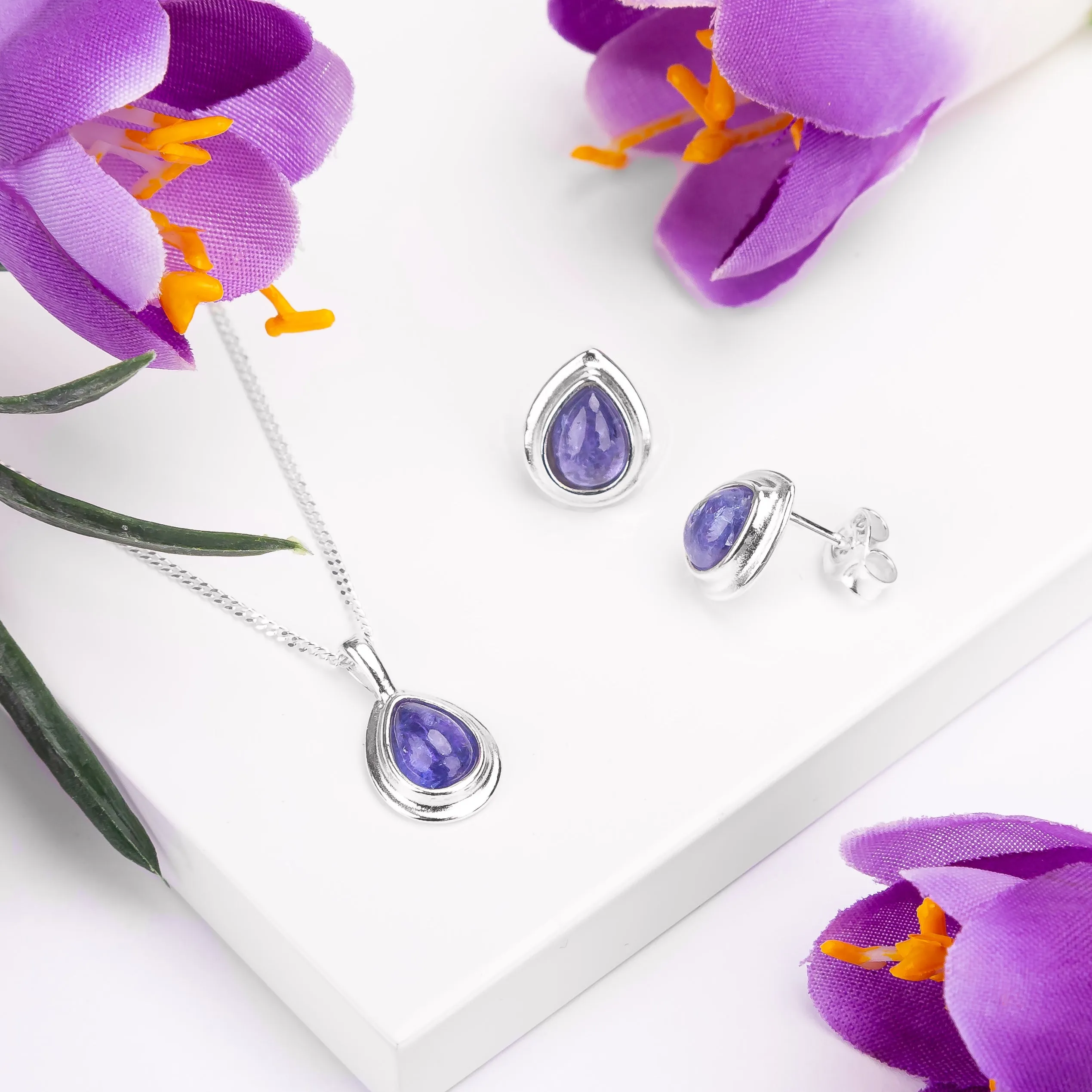 Classic Teardrop Necklace in Silver and Tanzanite sold by Henryka product image thumbnail 5