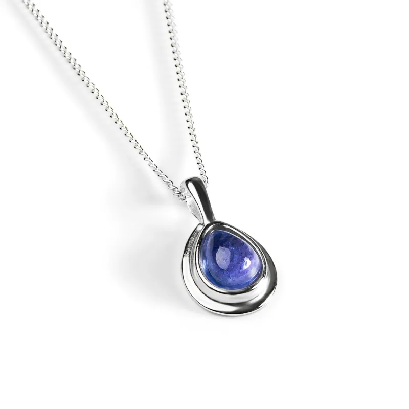 Classic Teardrop Necklace in Silver and Tanzanite sold by Henryka