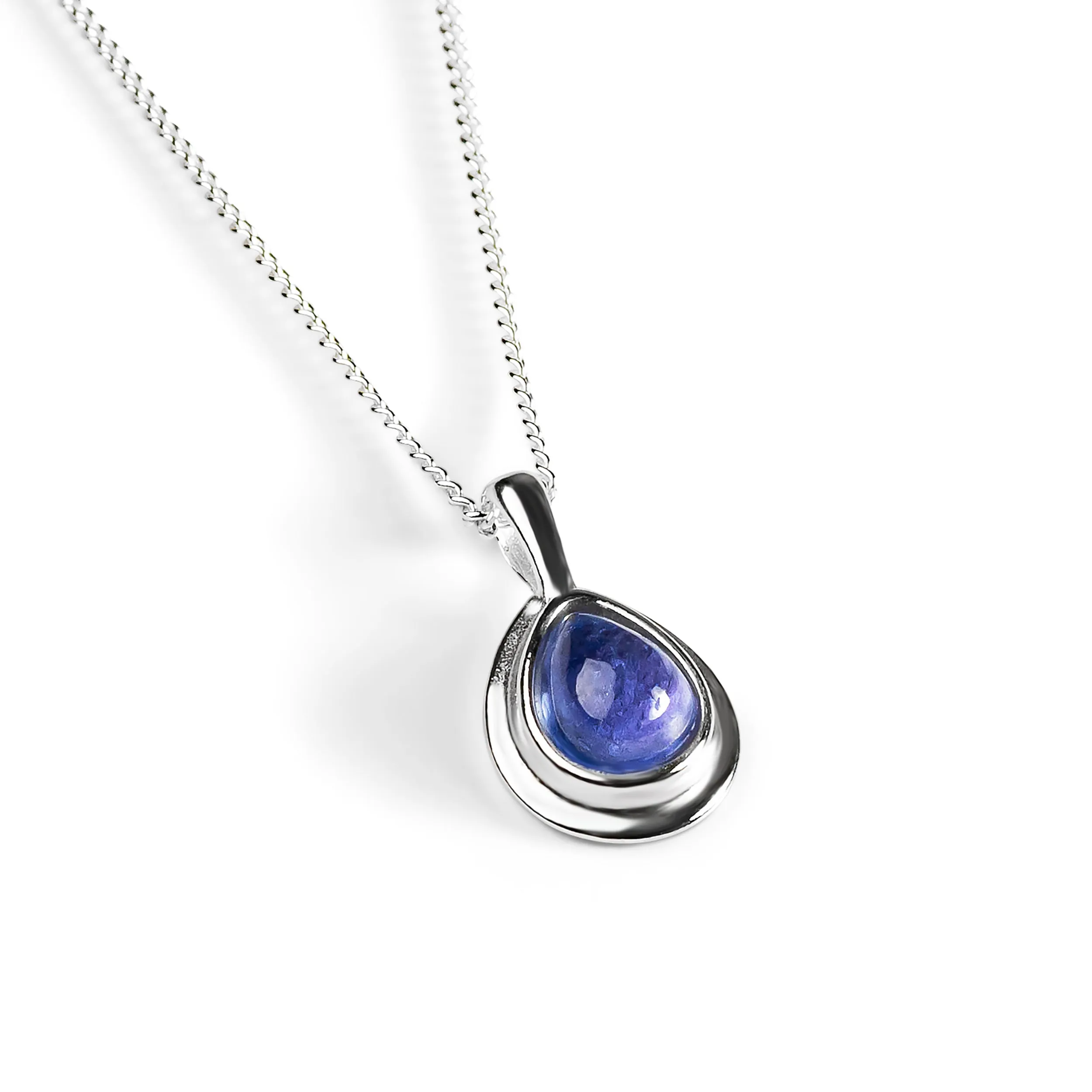 Classic Teardrop Necklace in Silver and Tanzanite sold by Henryka