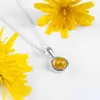 Round Charm Necklace in Silver and Yellow Amber sold by Henryka