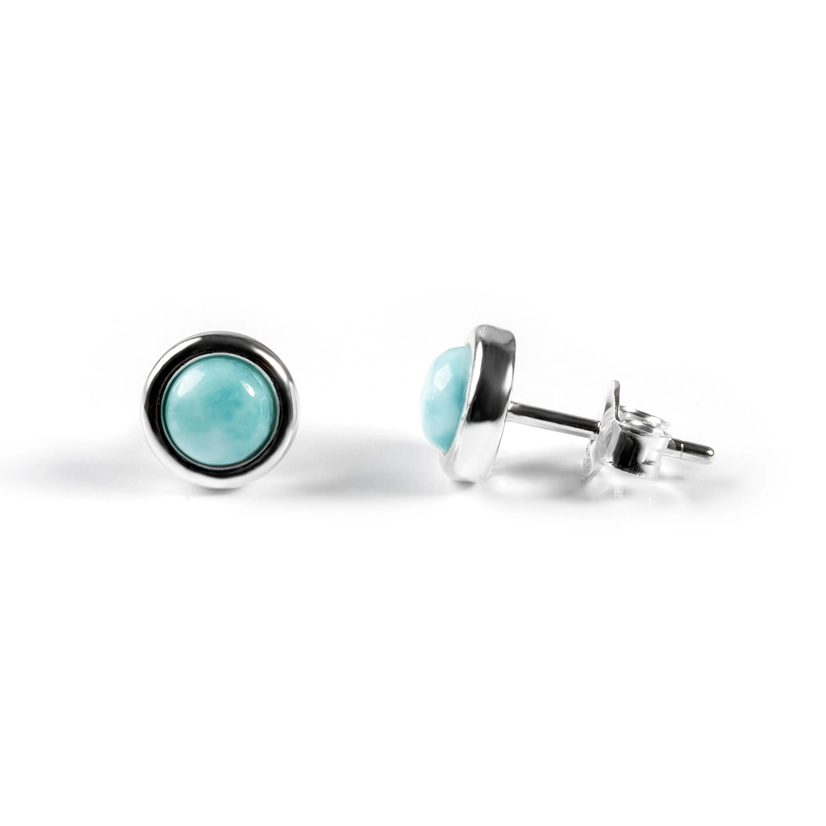 Silver & Larimar Round Stud Earrings Set of 3 sold by Henryka product image thumbnail 4