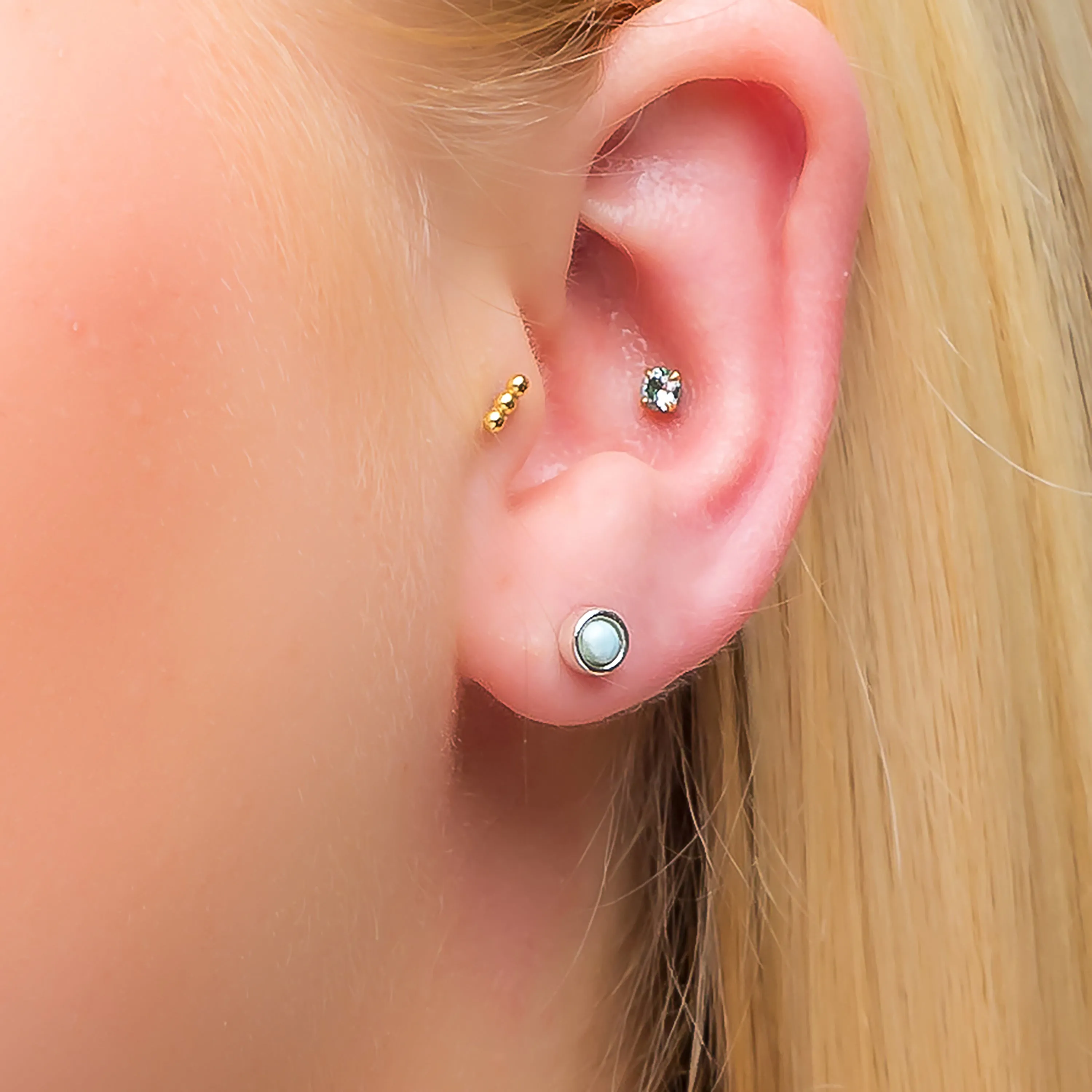 Silver & Larimar Round Stud Earrings Set of 3 sold by Henryka product image thumbnail 2