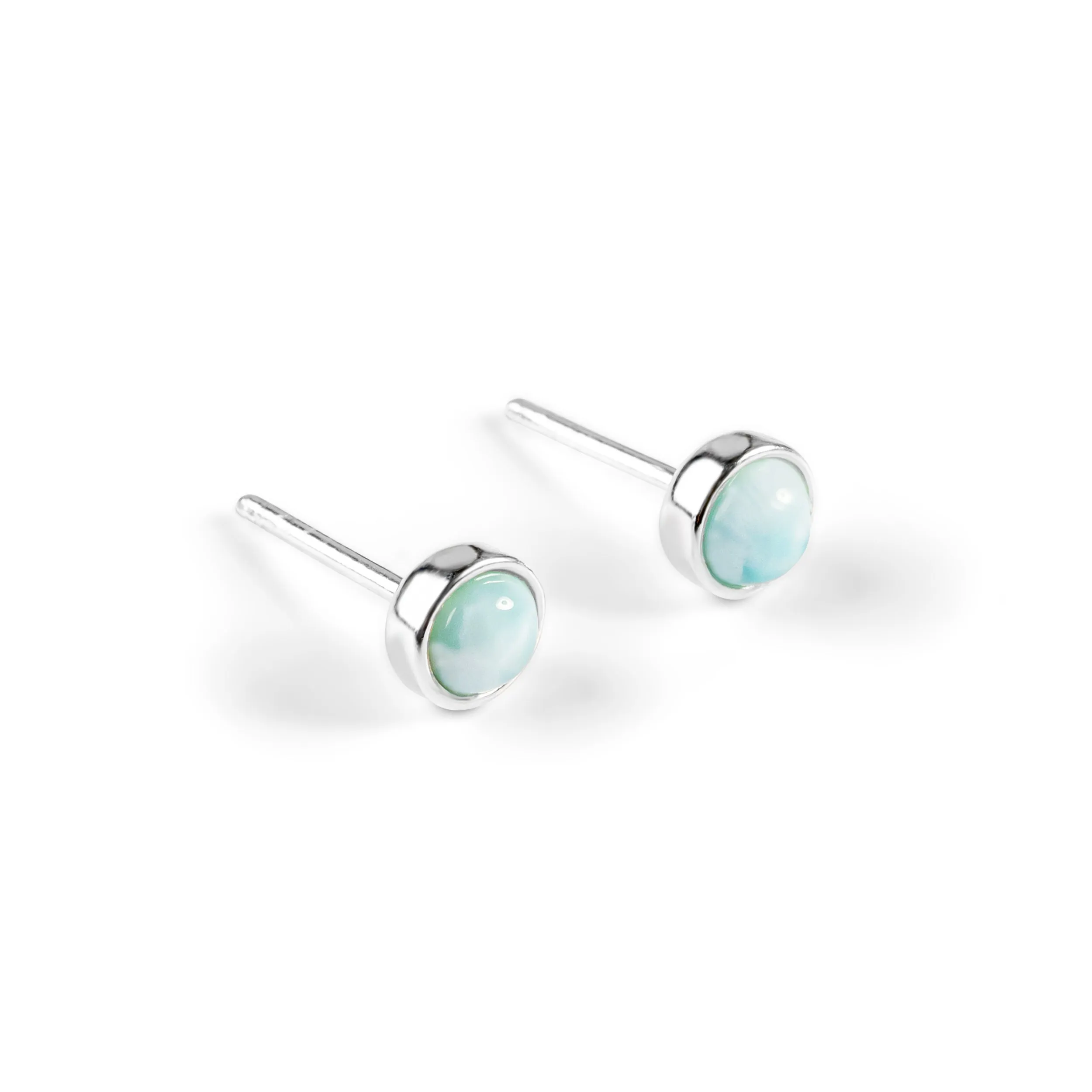 Silver & Larimar Round Stud Earrings Set of 3 sold by Henryka product image thumbnail 5
