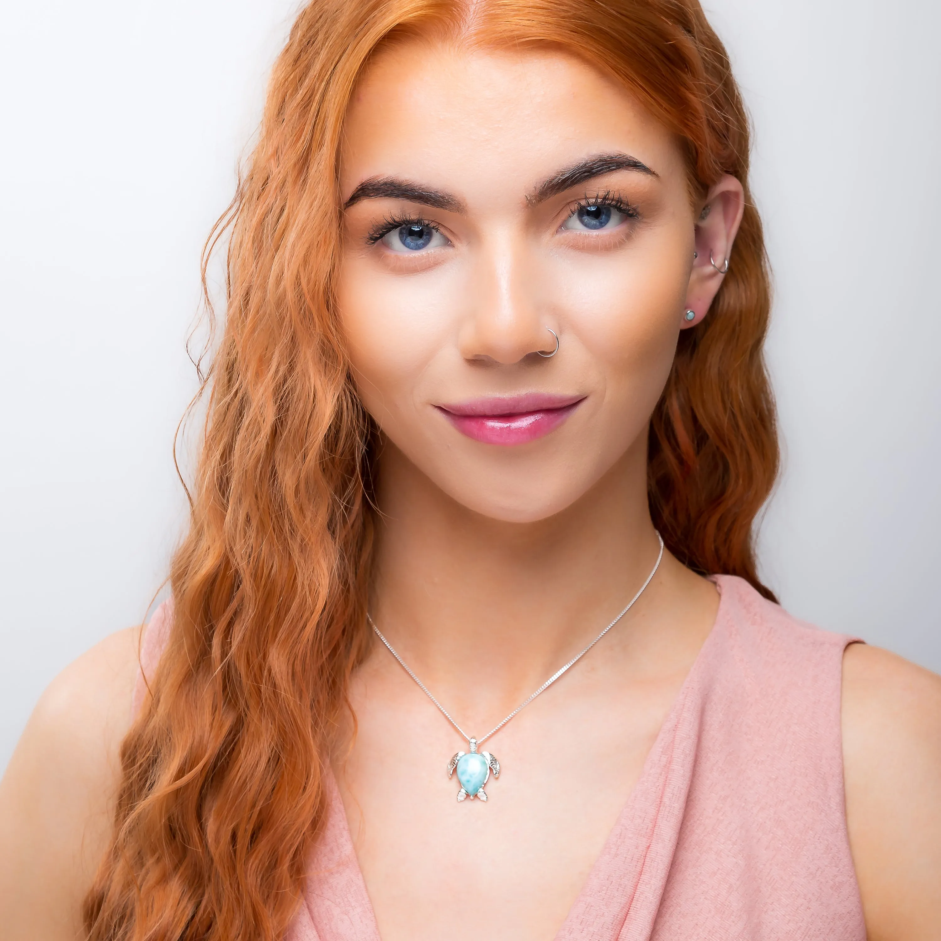 Sea Turtle Necklace in Silver and Larimar sold by Henryka product image thumbnail 4