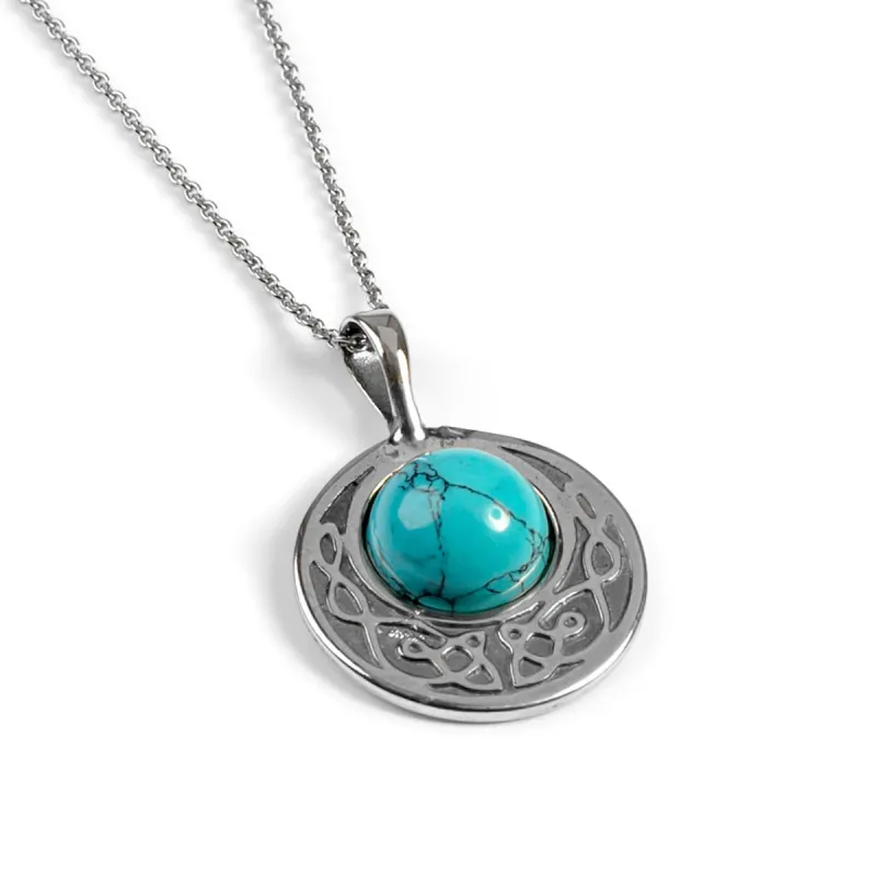 Celtic Circle Friendship Necklace in Silver and Turquoise sold by Henryka