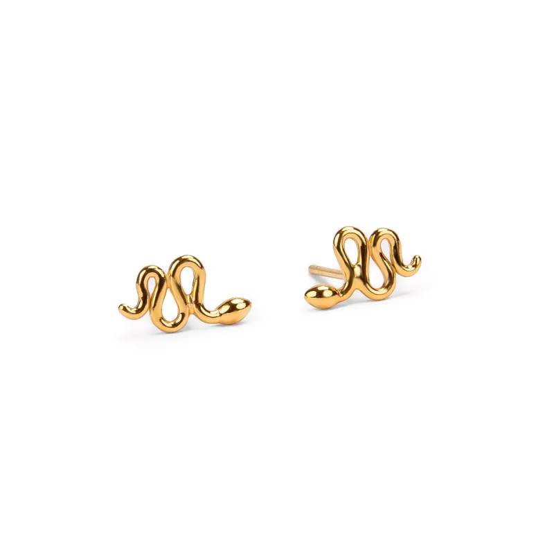 Snake Stud Earrings in Silver with 24ct Gold sold by Henryka