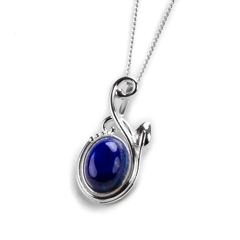 Leaf Motif Necklace in Silver and Lapis Lazuli sold by Henryka