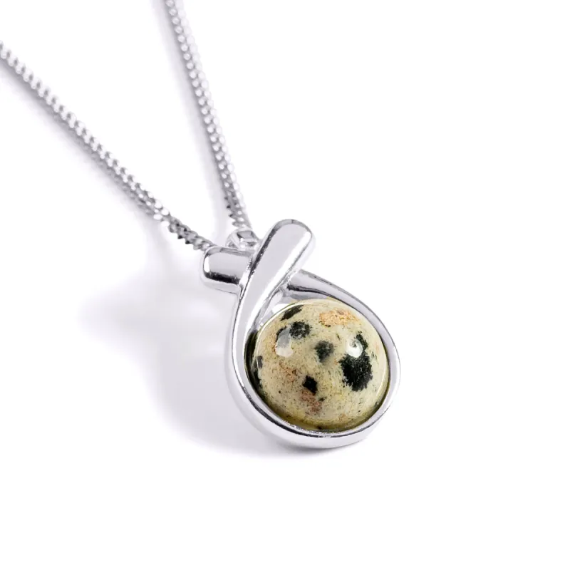 Sealed With A Kiss Necklace in Silver and Dalmatian Jasper sold by Henryka