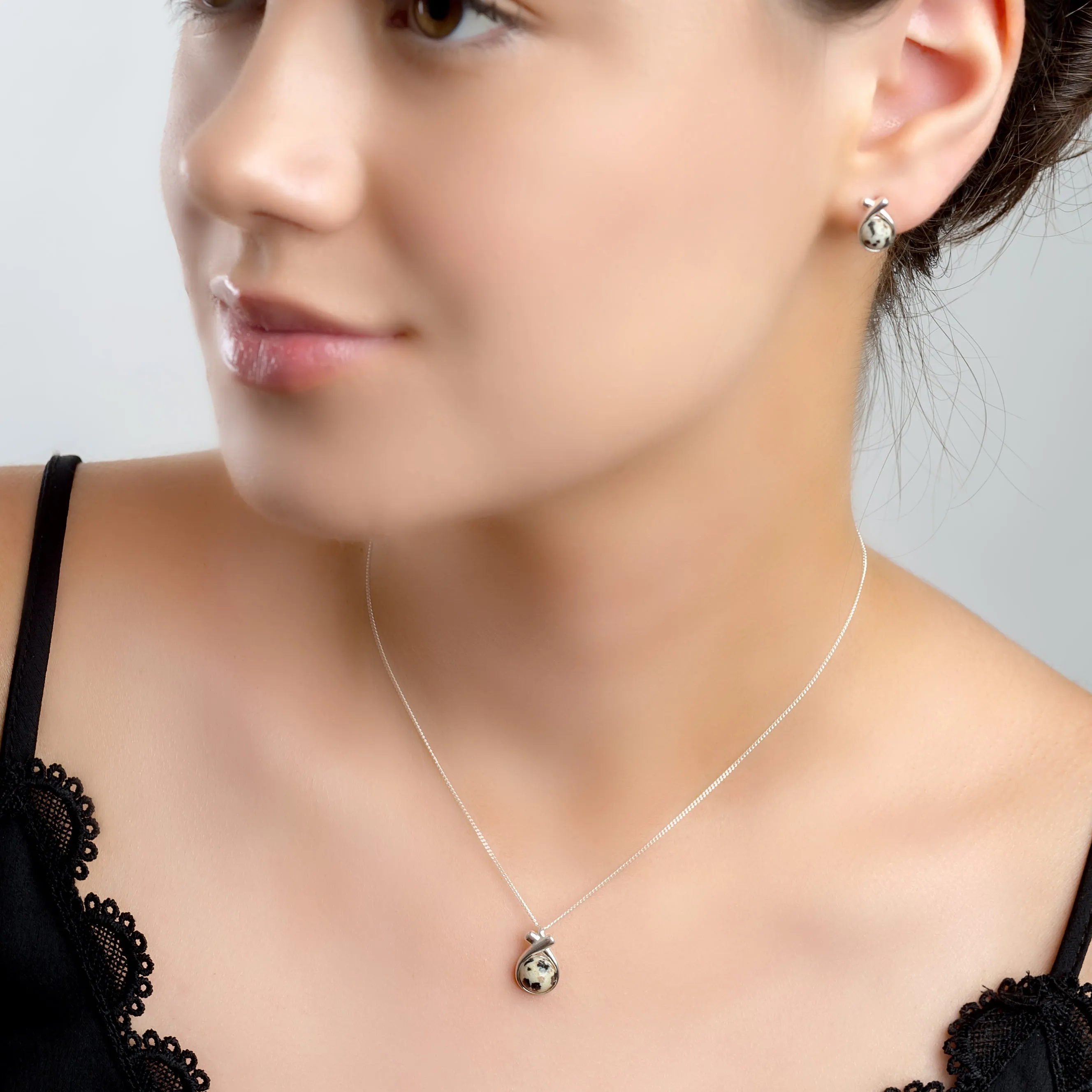 Sealed With A Kiss Necklace in Silver and Dalmatian Jasper sold by Henryka product image thumbnail 3