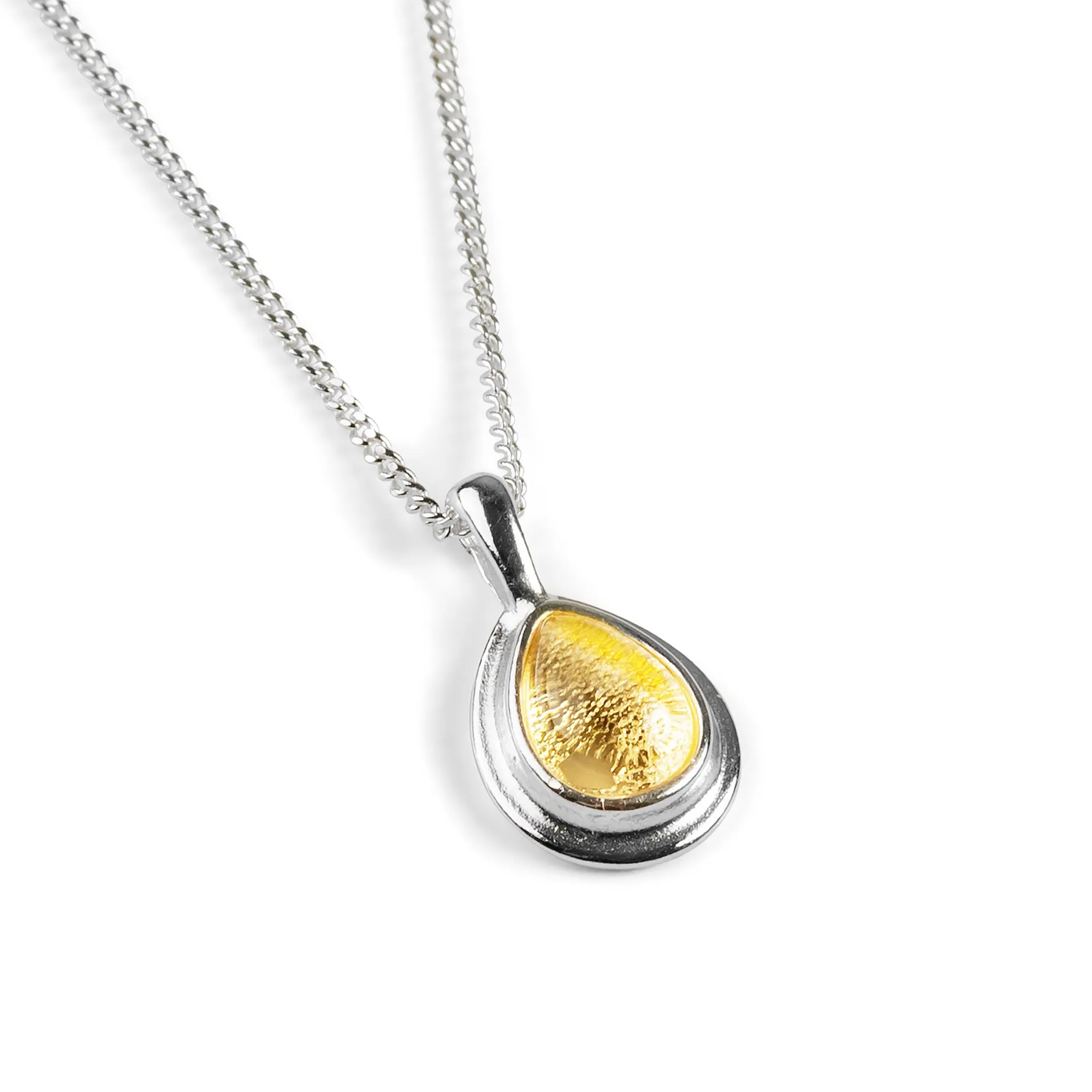 Classic Teardrop Necklace in Silver and Citrine sold by Henryka