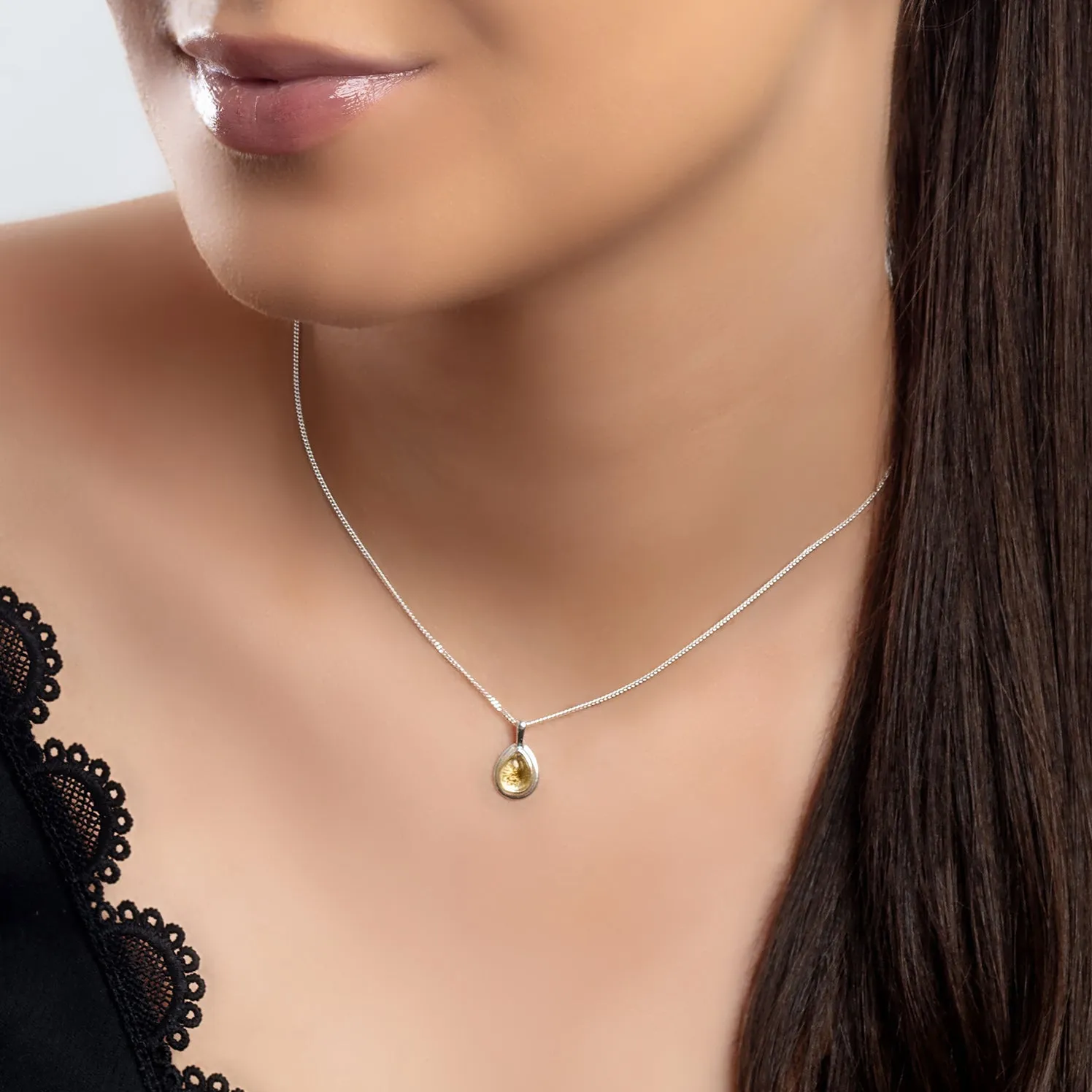 Classic Teardrop Necklace in Silver and Citrine sold by Henryka product image thumbnail 2