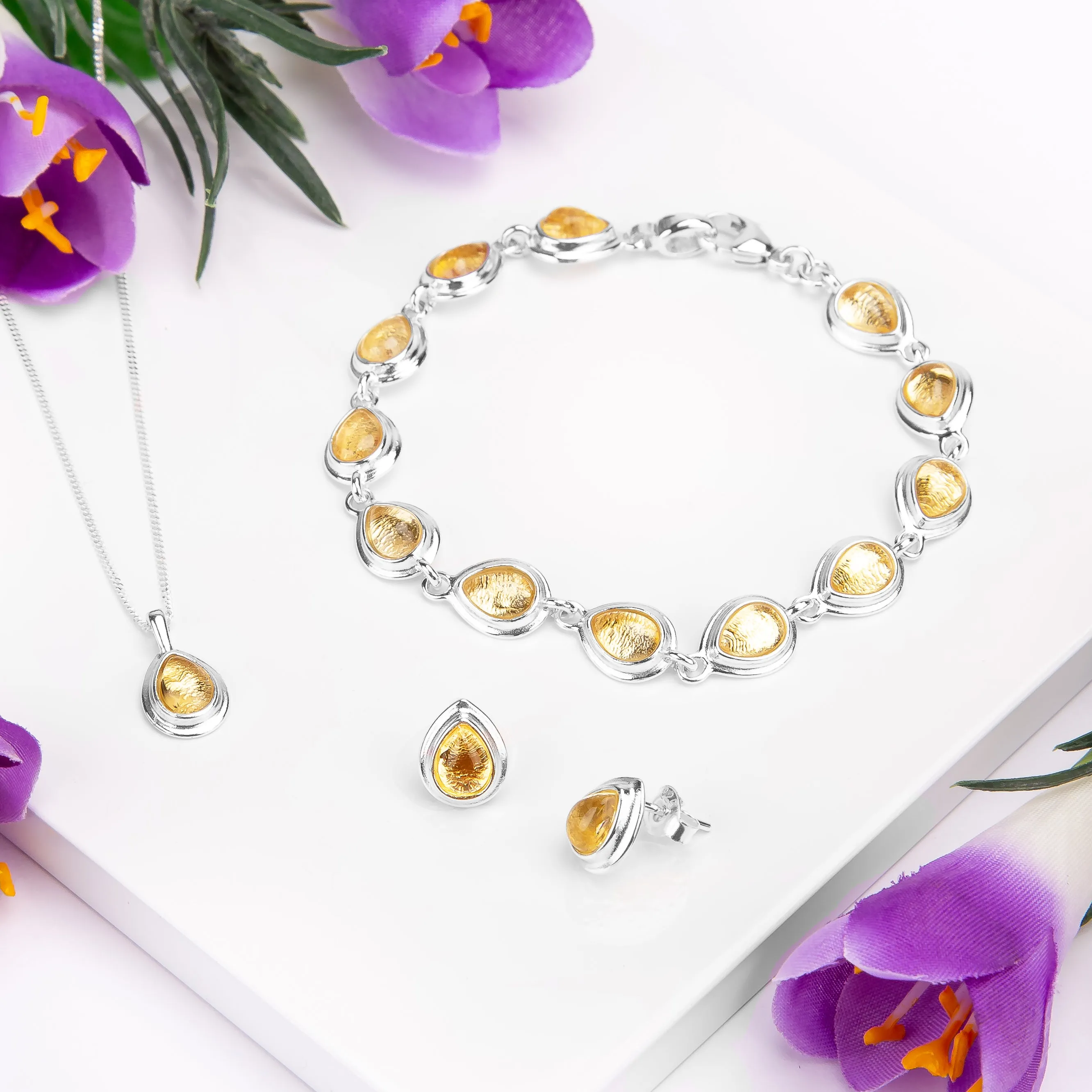 Classic Teardrop Necklace in Silver and Citrine sold by Henryka product image thumbnail 5