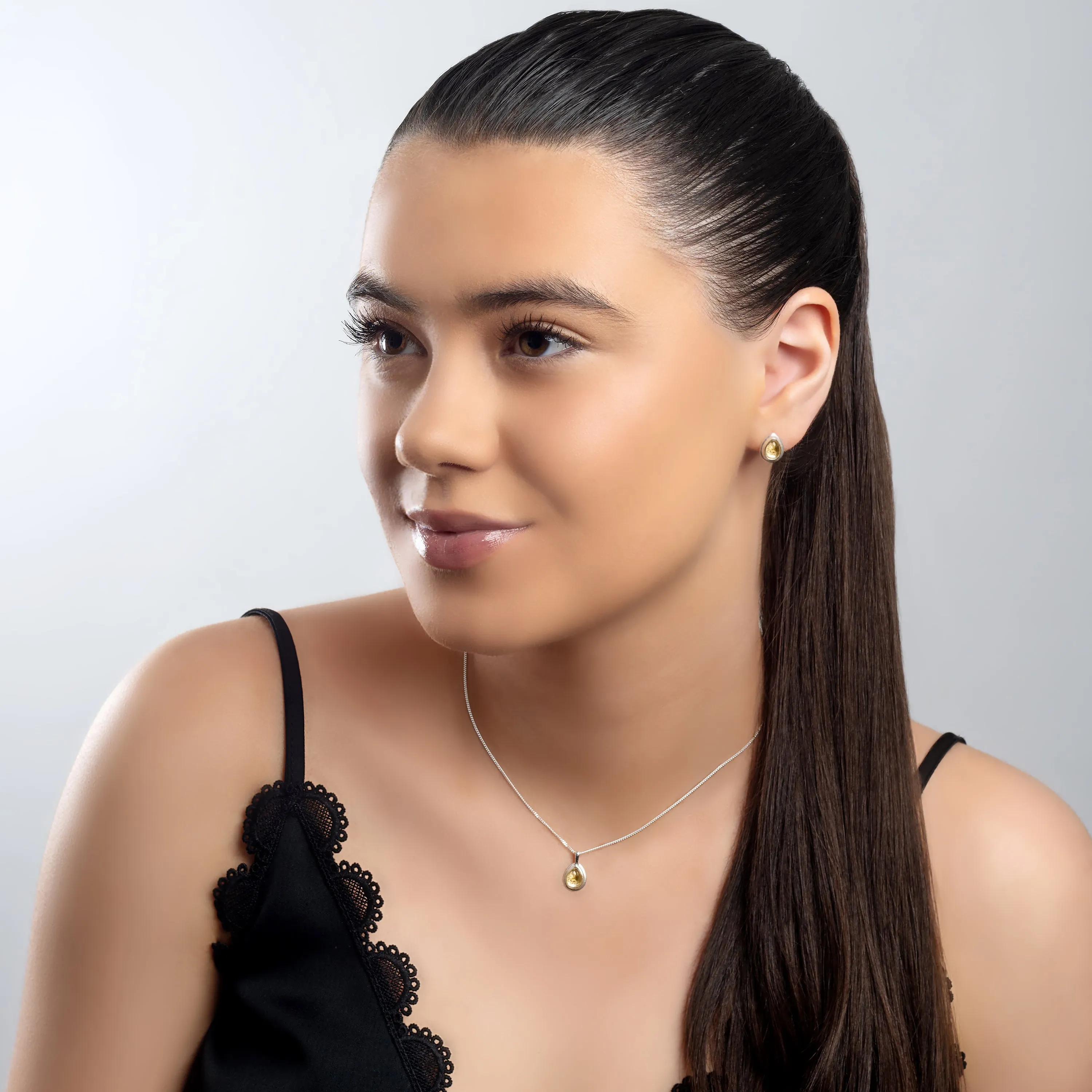 Classic Teardrop Necklace in Silver and Citrine sold by Henryka product image thumbnail 3