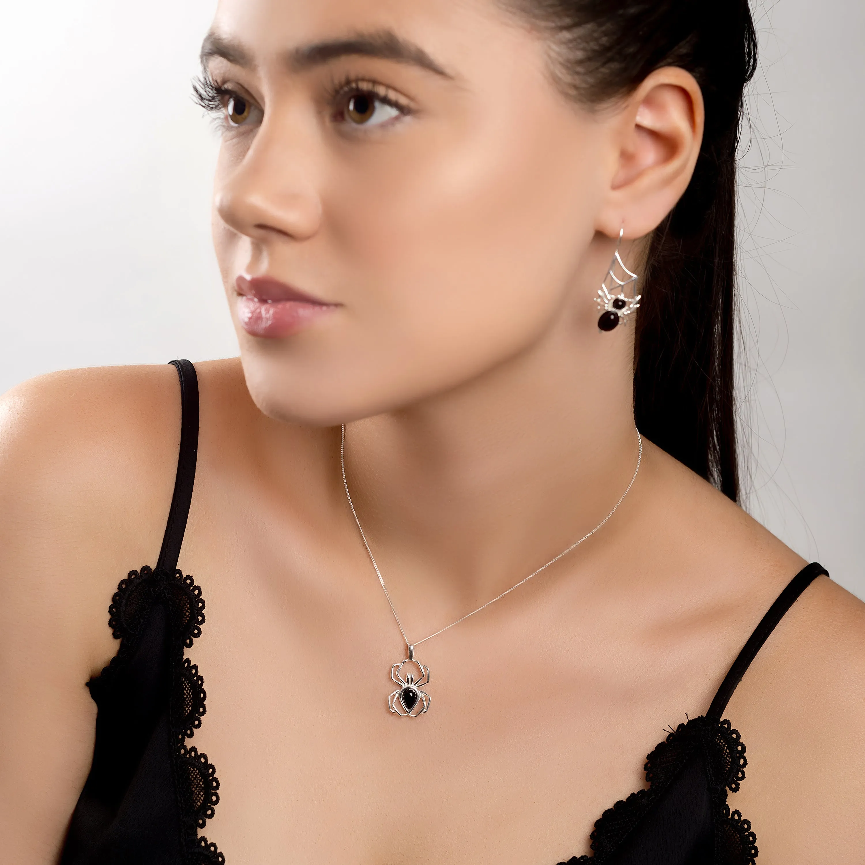 Spider Necklace in Silver and Cherry Amber sold by Henryka product image thumbnail 3