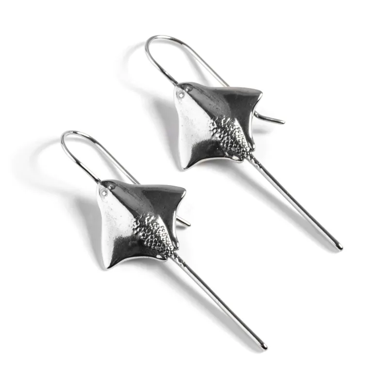 Stingray Hook Earrings in Silver sold by Henryka