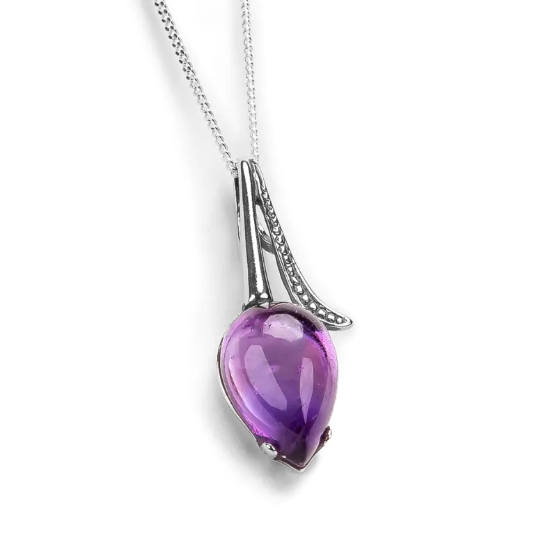 Tulip Necklace in Silver & Amethyst sold by Henryka