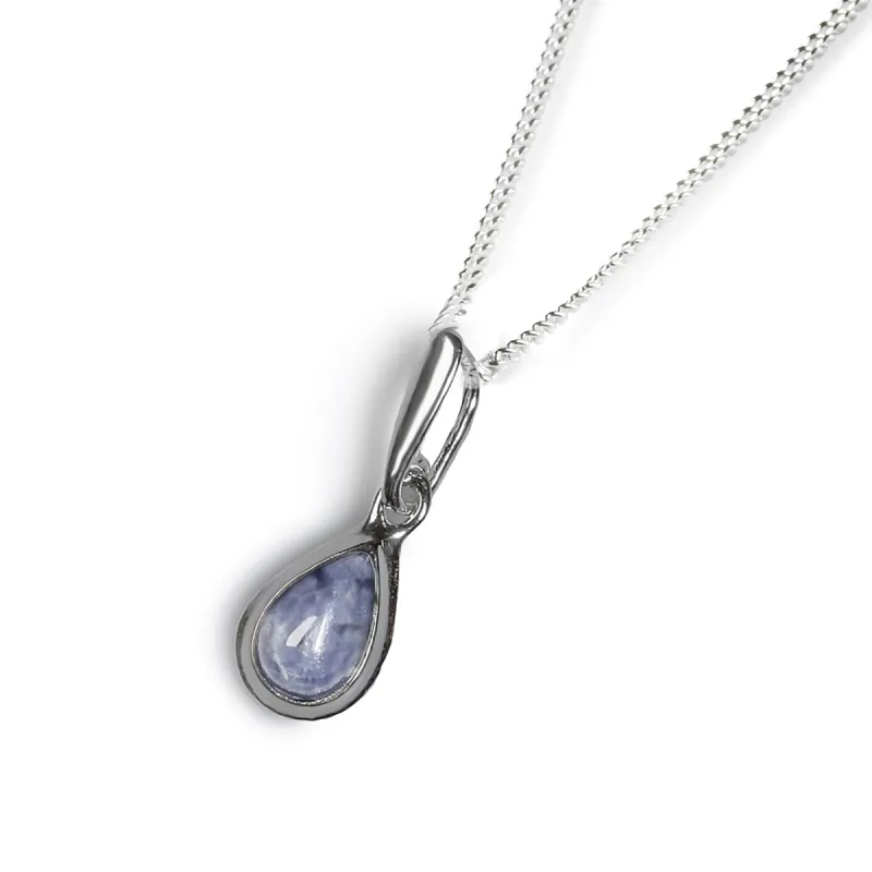 Teardrop Necklace in Silver and Sodalite sold by Henryka