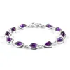 Classic Teardrop Link Bracelet in Silver and Amethyst sold by Henryka