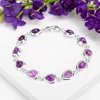 Classic Teardrop Link Bracelet in Silver and Amethyst sold by Henryka