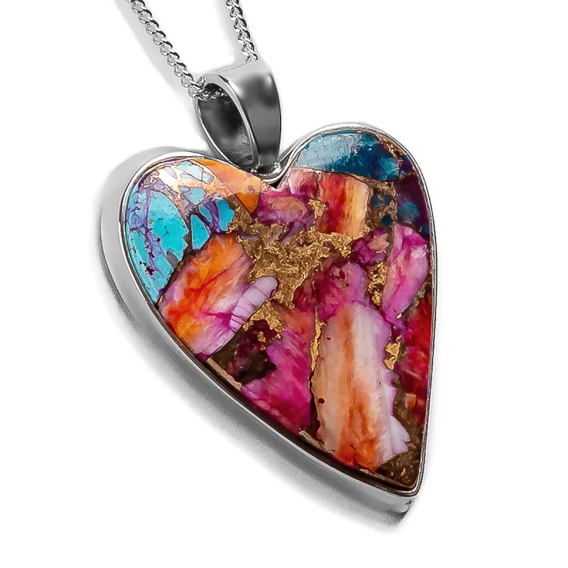 Gorgeous Oyster Copper Turquoise Heart Necklace - Natural Designer Gemstone sold by Henryka