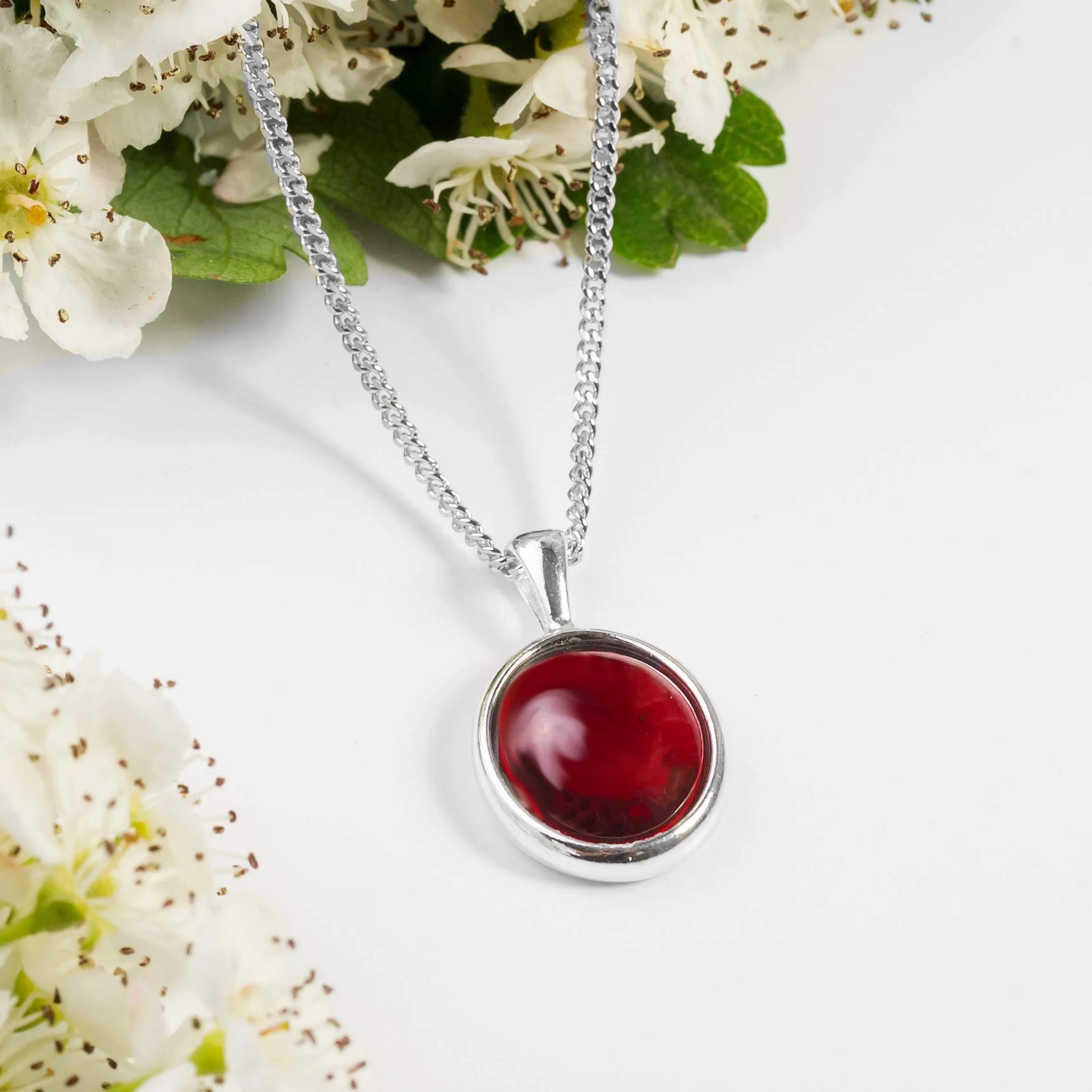 Classic Oval Necklace in Silver and Garnet sold by Henryka product image thumbnail 4