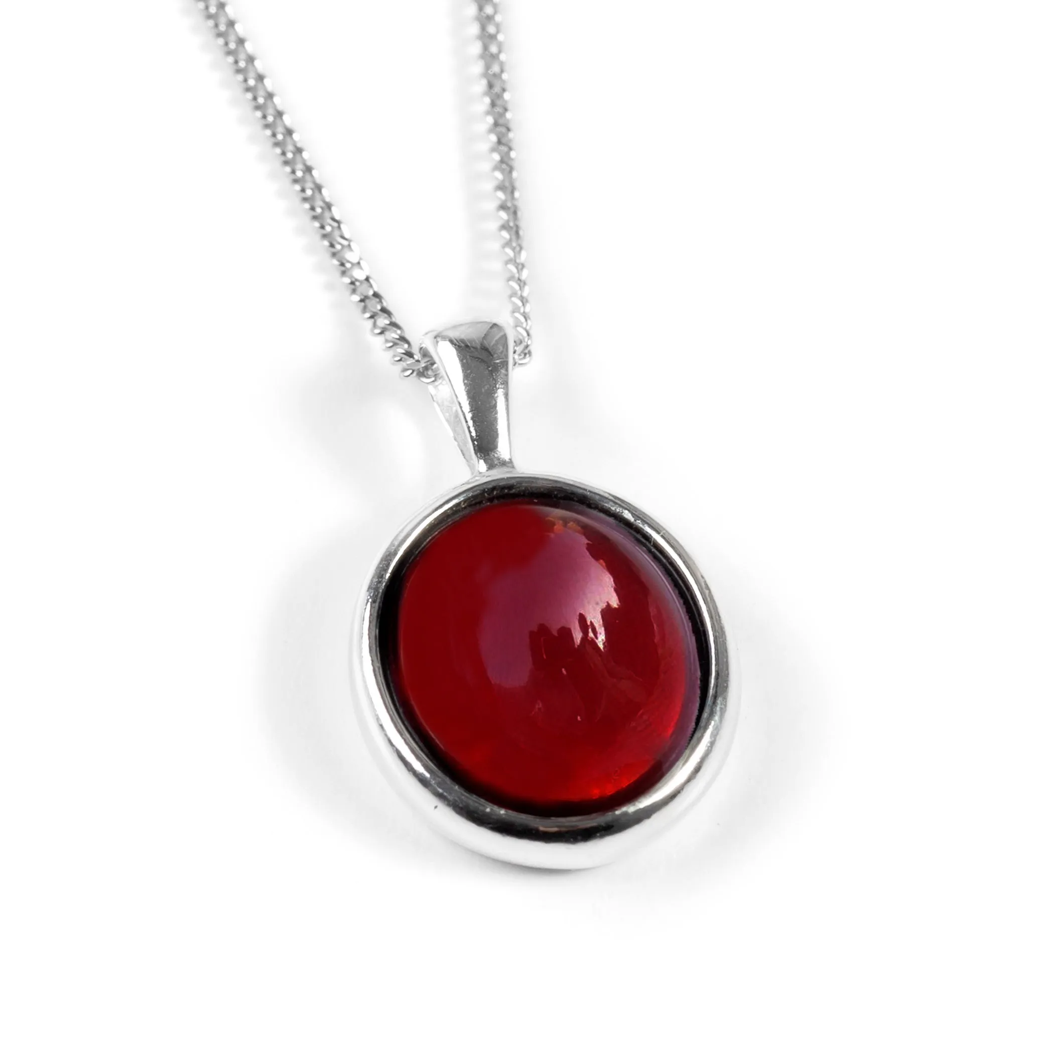 Classic Oval Necklace in Silver and Garnet sold by Henryka