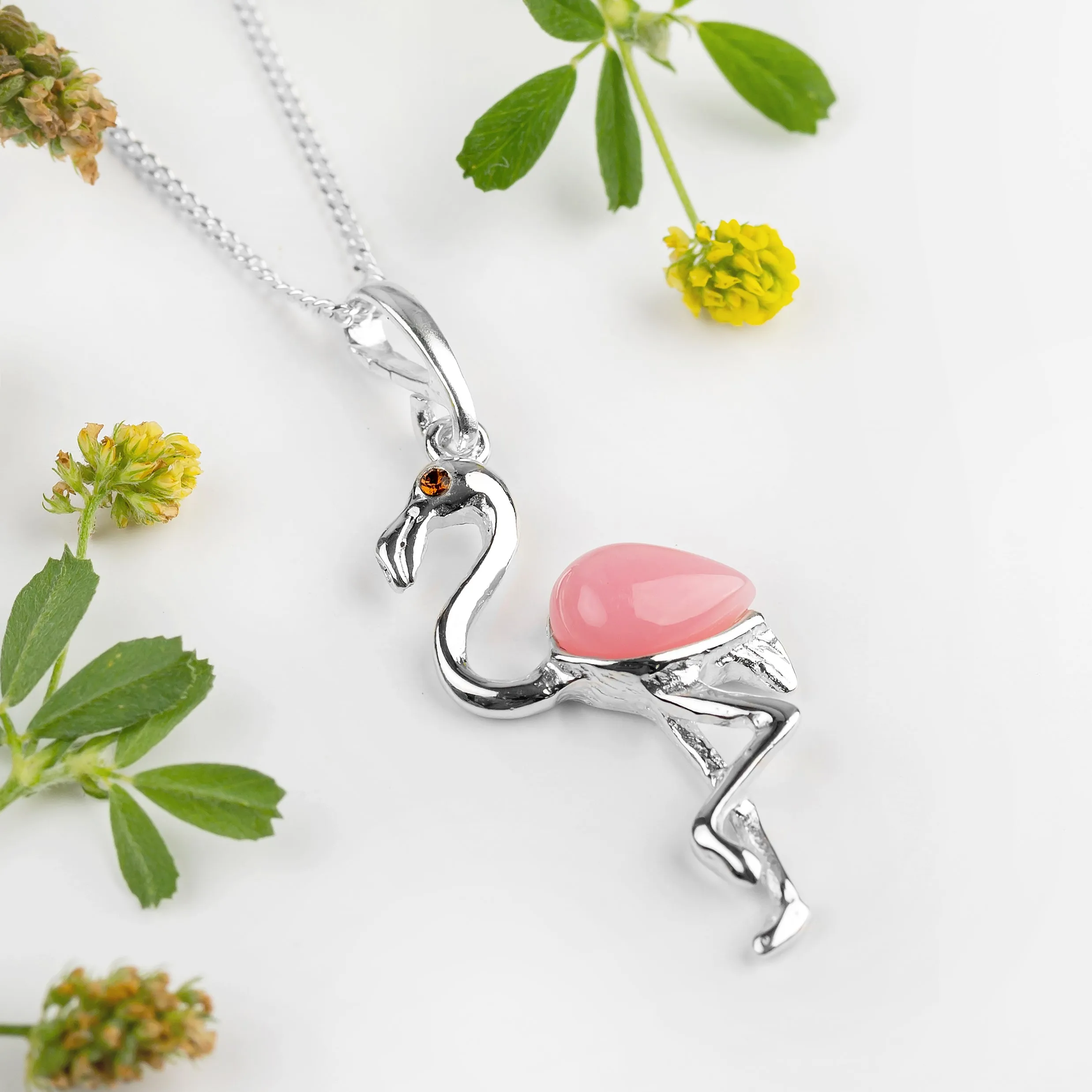 Flamingo Necklace in Silver and Pink Agate sold by Henryka product image thumbnail 4