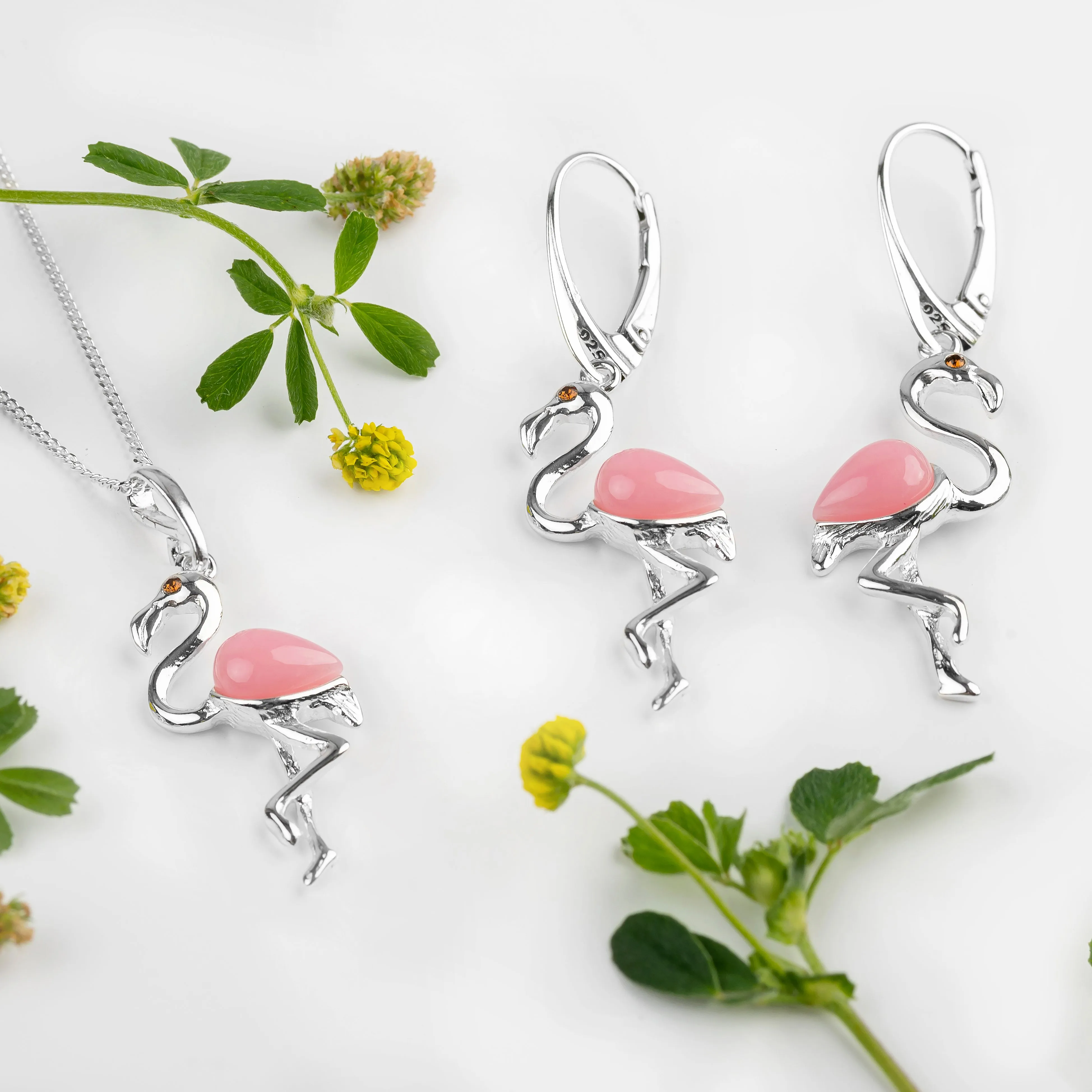 Flamingo Necklace in Silver and Pink Agate sold by Henryka product image thumbnail 5