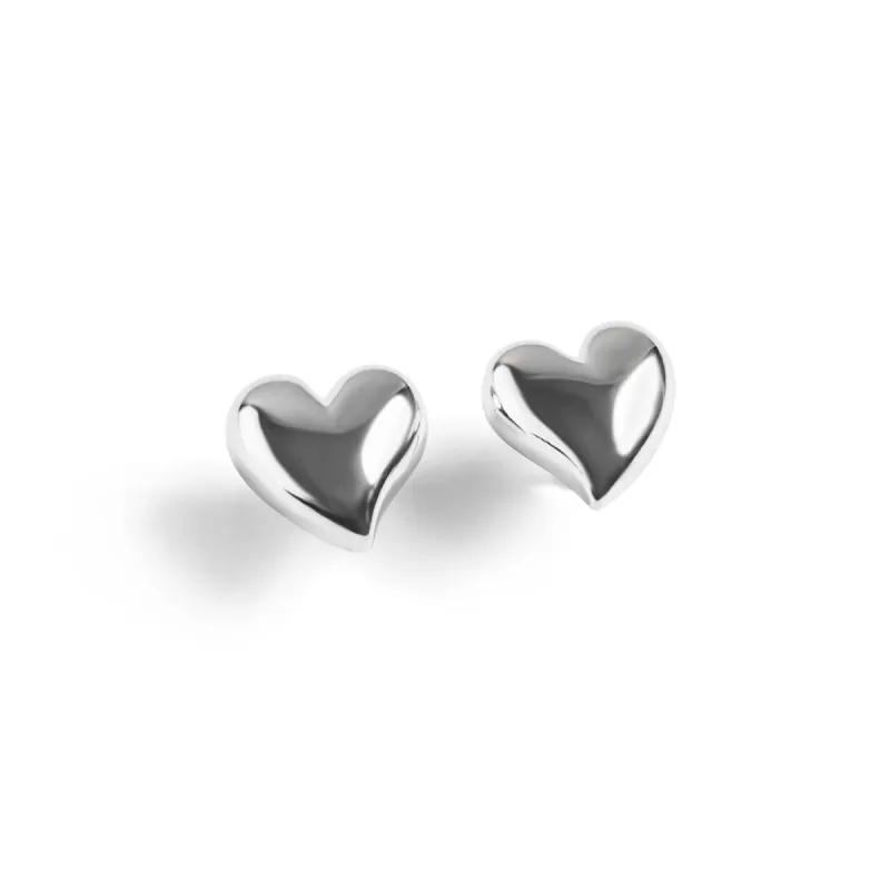Floating Heart Stud Earrings in Silver sold by Henryka