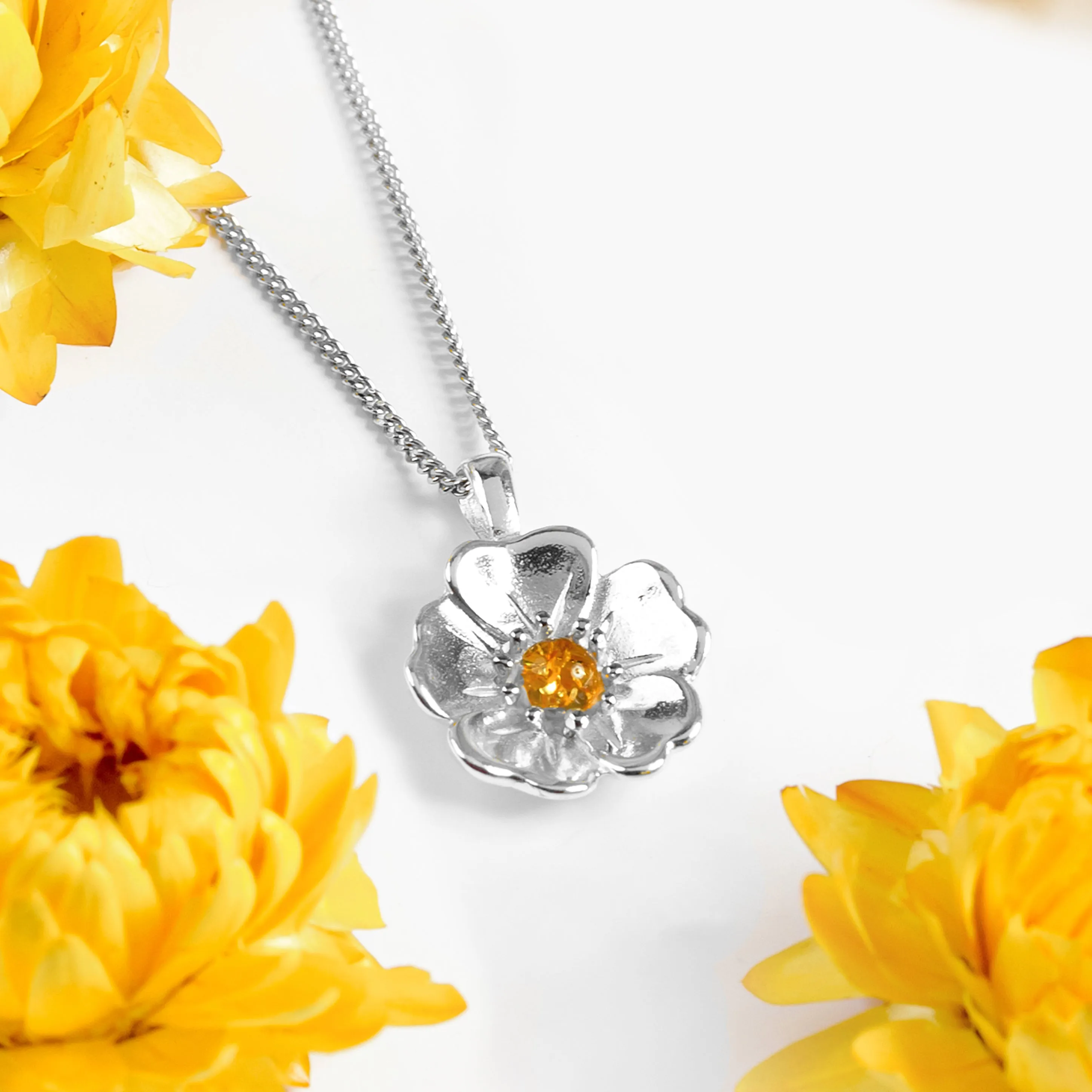 Beautiful Buttercup Necklace in Silver with 24ct Gold and Yellow Amber sold by Henryka product image thumbnail 4