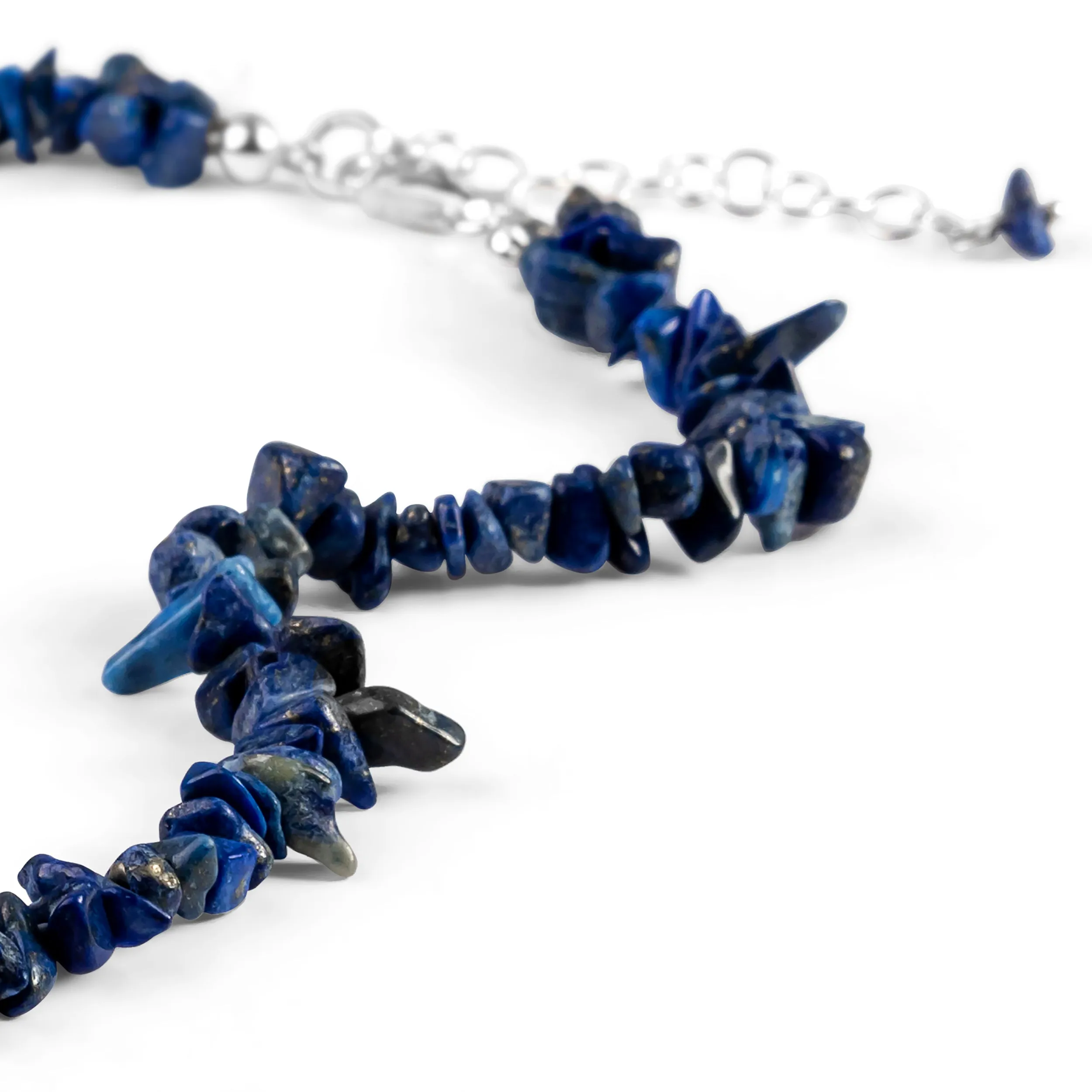 Mini Nugget Bead Necklace in Silver and Lapis Lazuli sold by Henryka product image thumbnail 5
