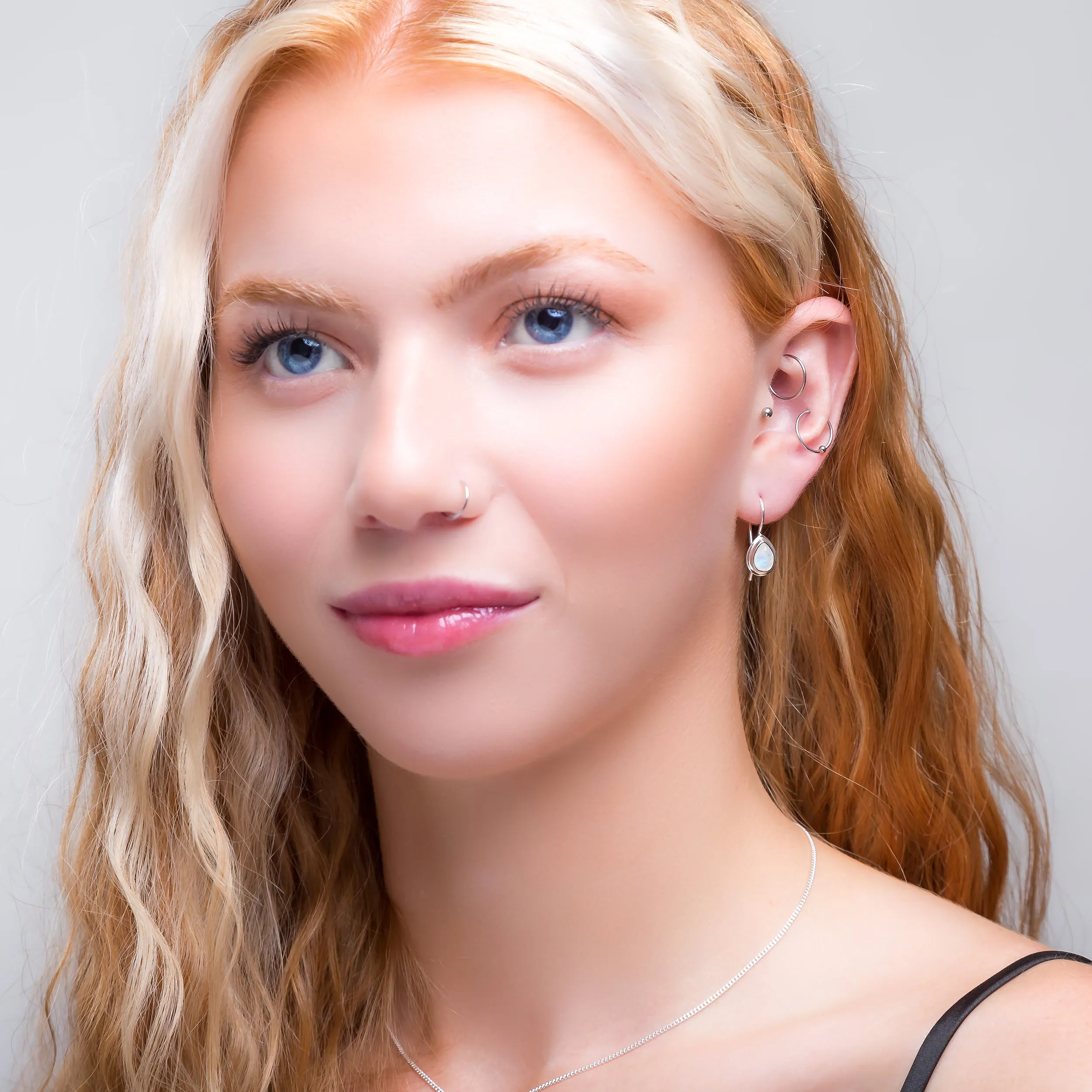 Classic Teardrop Hook Earrings in Silver and Moonstone sold by Henryka product image thumbnail 3