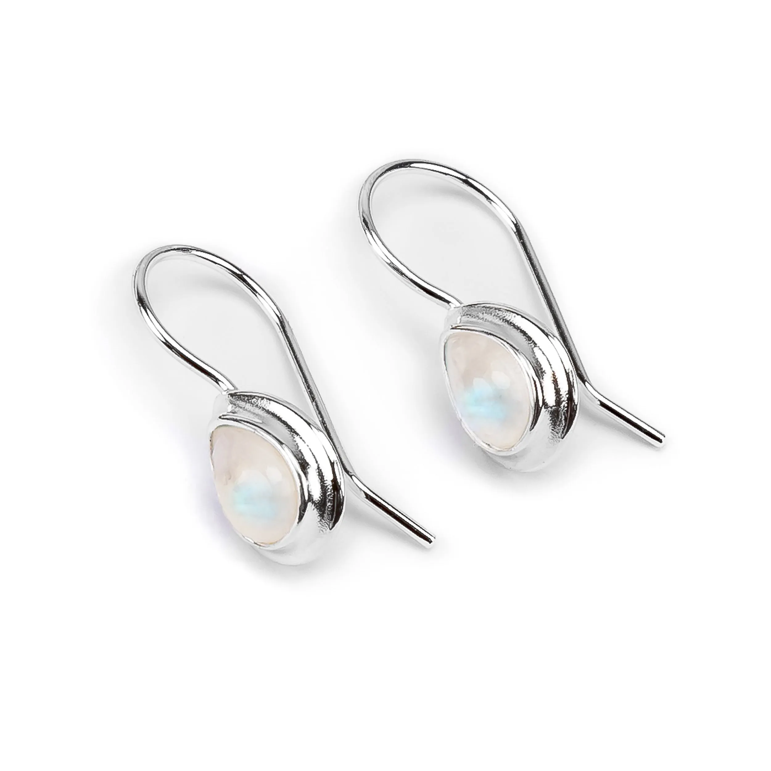 Classic Teardrop Hook Earrings in Silver and Moonstone sold by Henryka